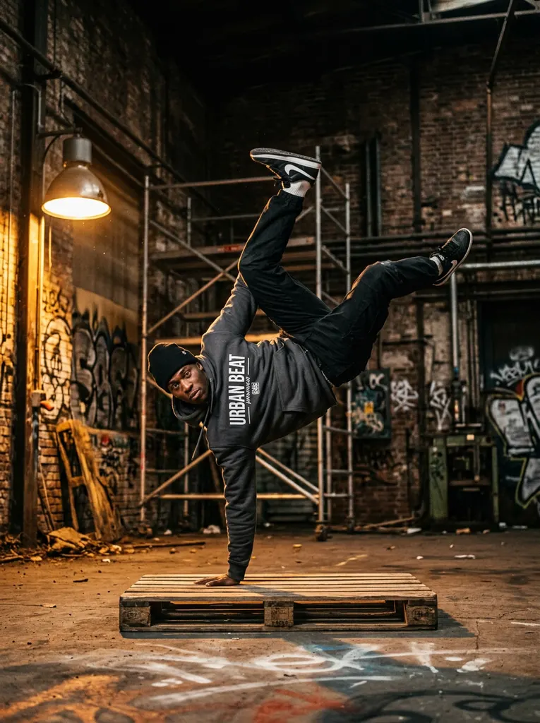 A hip-hop dancer in street style