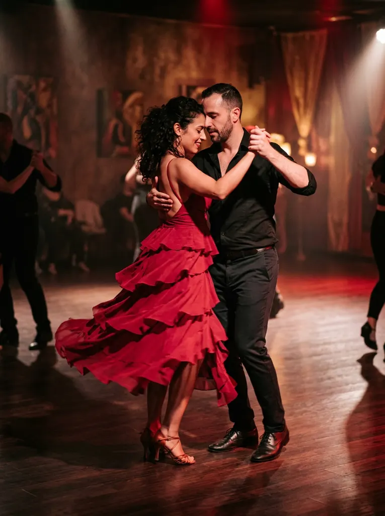A couple dancing salsa